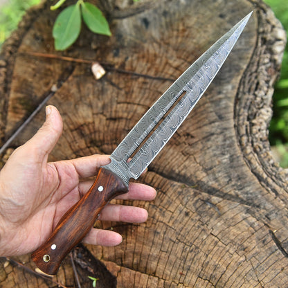 High End Handcrafted Damascus Steel Double Edge Blade Dagger Knife