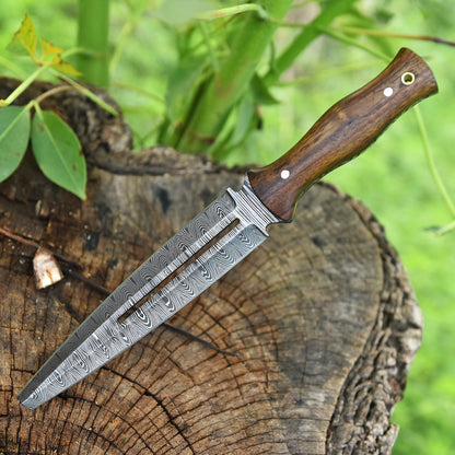 High End Handcrafted Damascus Steel Double Edge Blade Dagger Knife