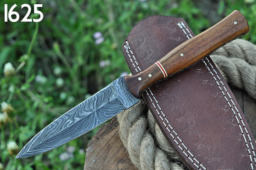 Custom Handmade Damascus Steel Double Edge Dagger Knife Wood Handle