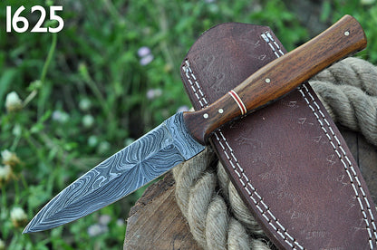 Custom Handmade Damascus Steel Double Edge Dagger Knife Wood Handle