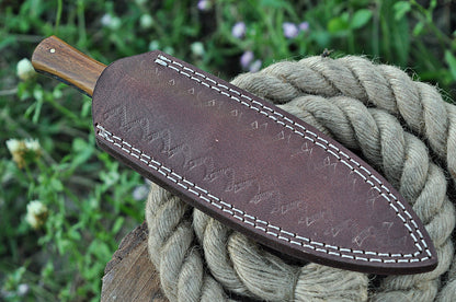 Custom Handmade Damascus Steel Double Edge Dagger Knife Wood Handle