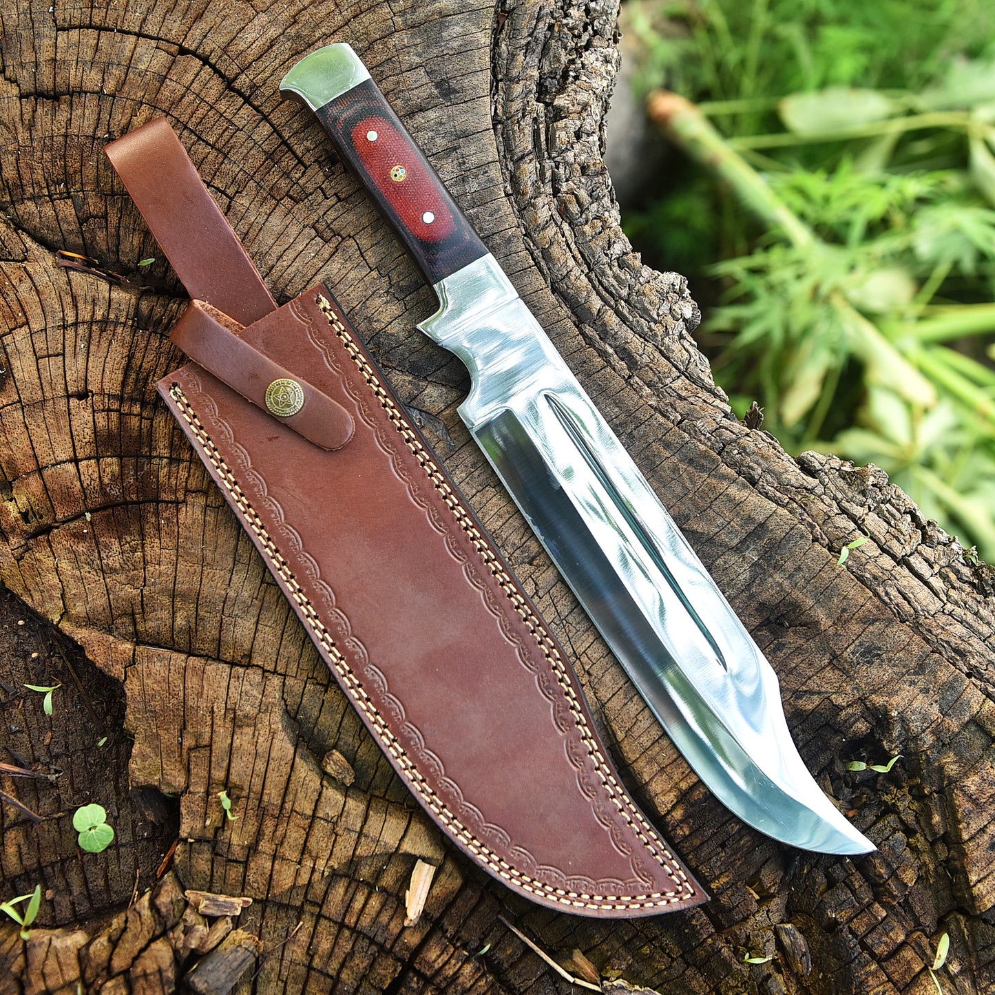 Elite Handmade Fixed D2 Blade Carbon Steel Bowie Knife Micarta Handle