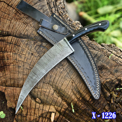 Artisan Handmade Damascus Steel Curved Fixed Blade Karambit With Sheath