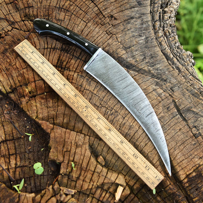 Artisan Handmade Damascus Steel Curved Fixed Blade Karambit With Sheath
