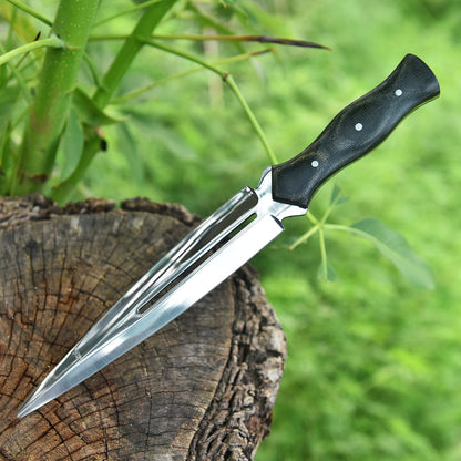 Classic Fixed High Polished Carbon Steel Blade Dagger Knife Micarta Handle