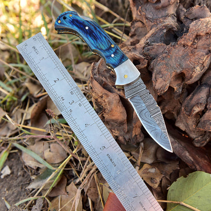 Custom Hand Forged Damascus Steel Collector Folding Pocket Knife