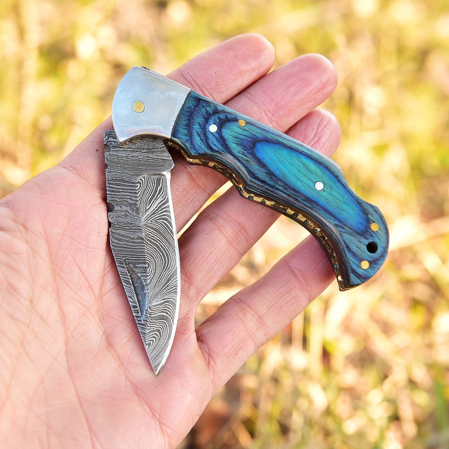 Custom Hand Forged Damascus Steel Collector Folding Pocket Knife