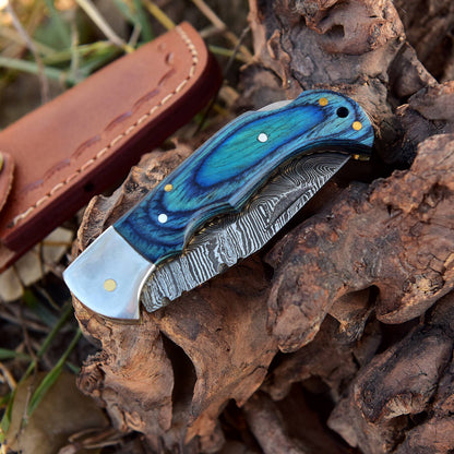 Custom Hand Forged Damascus Steel Collector Folding Pocket Knife