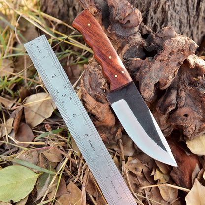 Handmade Carbon 1095 Steel Fixed Blade Skinner Adventure Knife Wood Handle