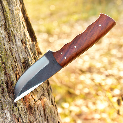 Handmade Carbon 1095 Steel Fixed Blade Skinner Adventure Knife Wood Handle