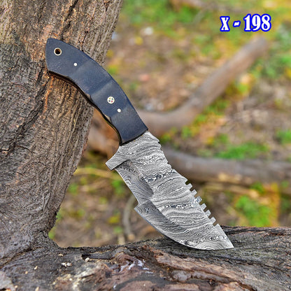 Handcrafted Damascus Tracker Knife - Premium Quality Hunting and Camping Tool x-198