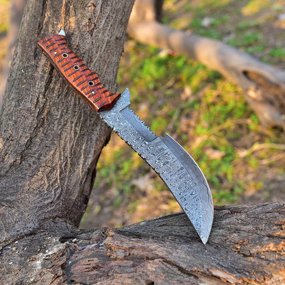 Best Tactical Knife Forged Damascus Steel Hunting Tracker Knife Full Tang with Sheath x-94