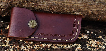 Handmade Damascus Pocket Folding Guthook Blade Knife - Green PakkaWood Handle