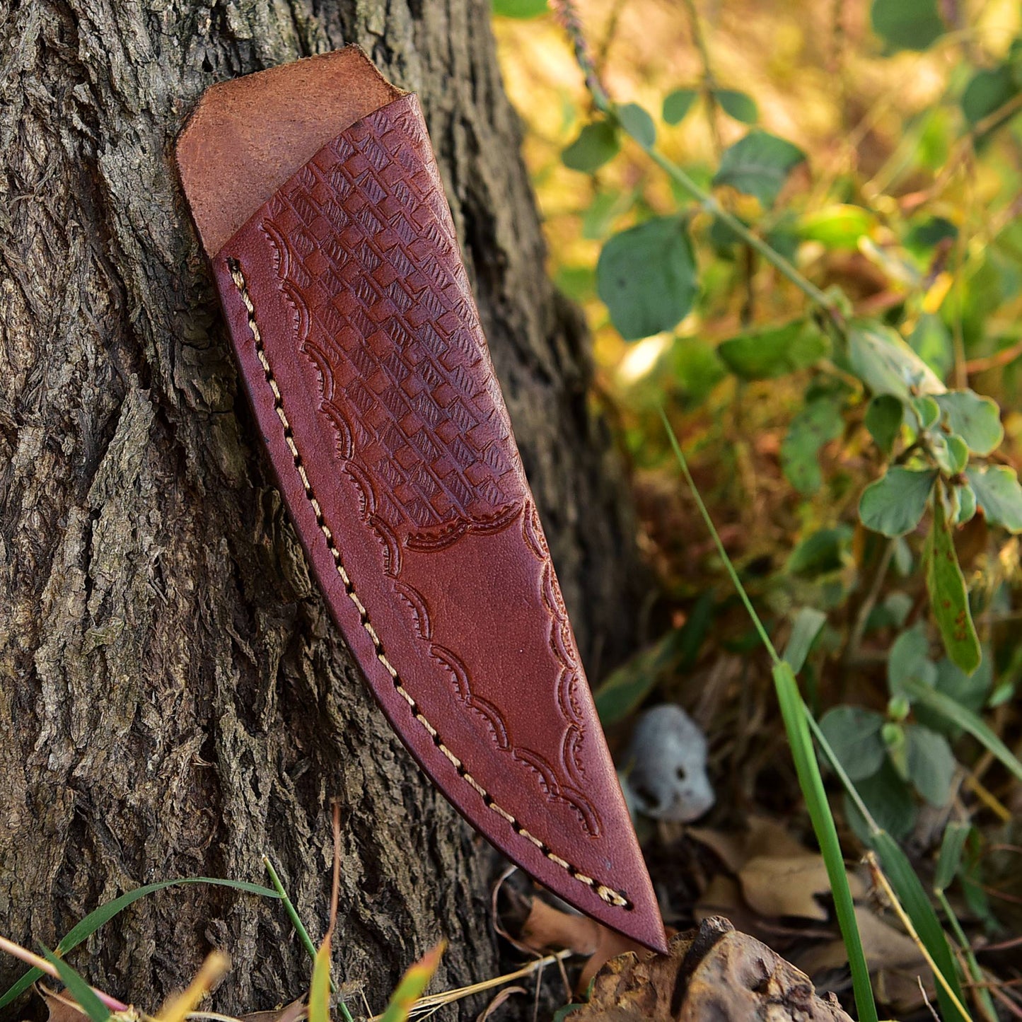 Hand Stitched Genuine Leather Fixed Blade  Knife Sheath Belt Carry Sheath