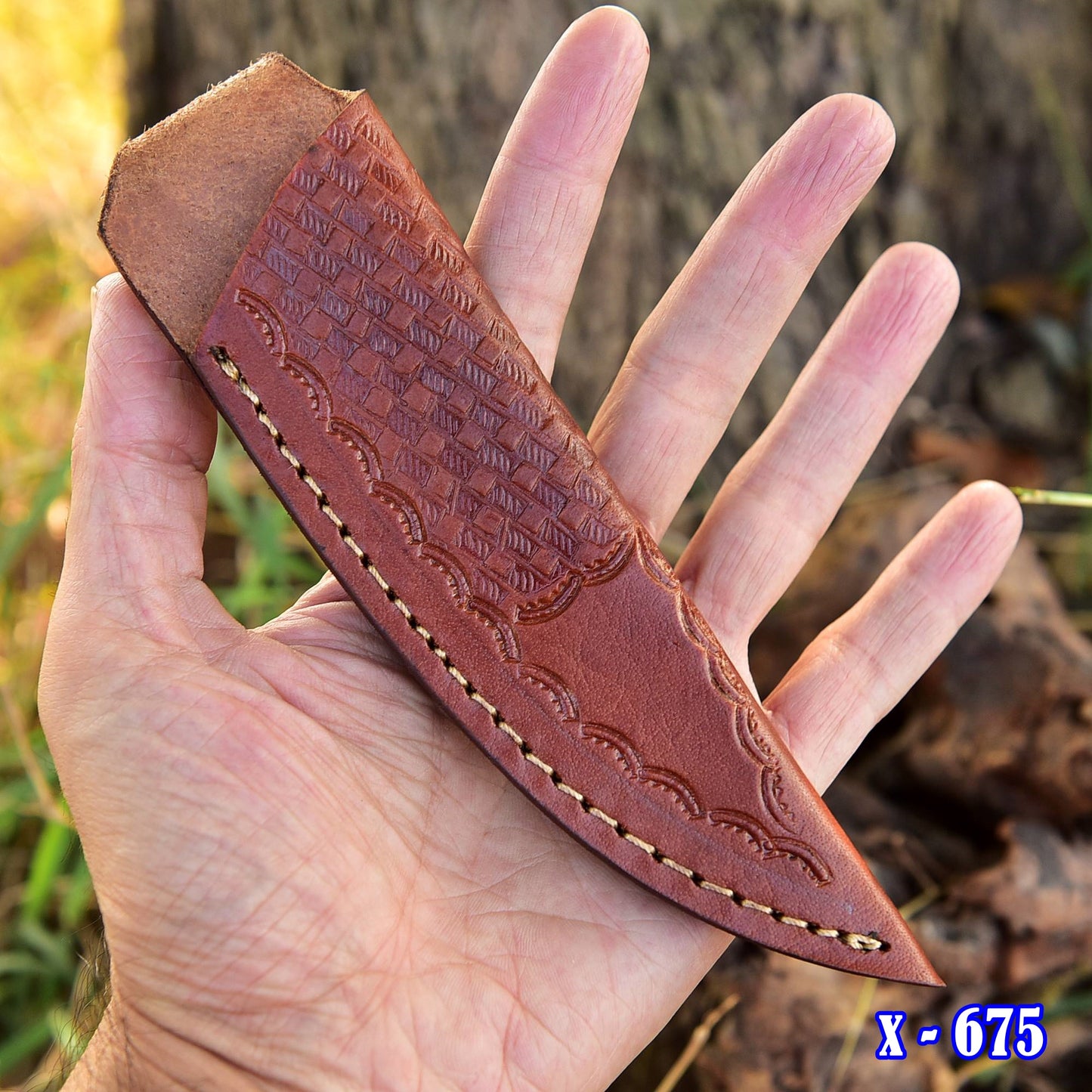 Hand Stitched Genuine Leather Fixed Blade  Knife Sheath Belt Carry Sheath
