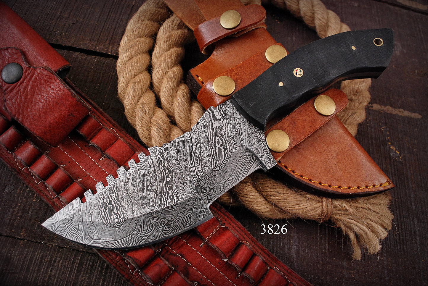 Handcrafted Damascus Tracker Knife - Premium Quality Hunting and Camping Tool x-198