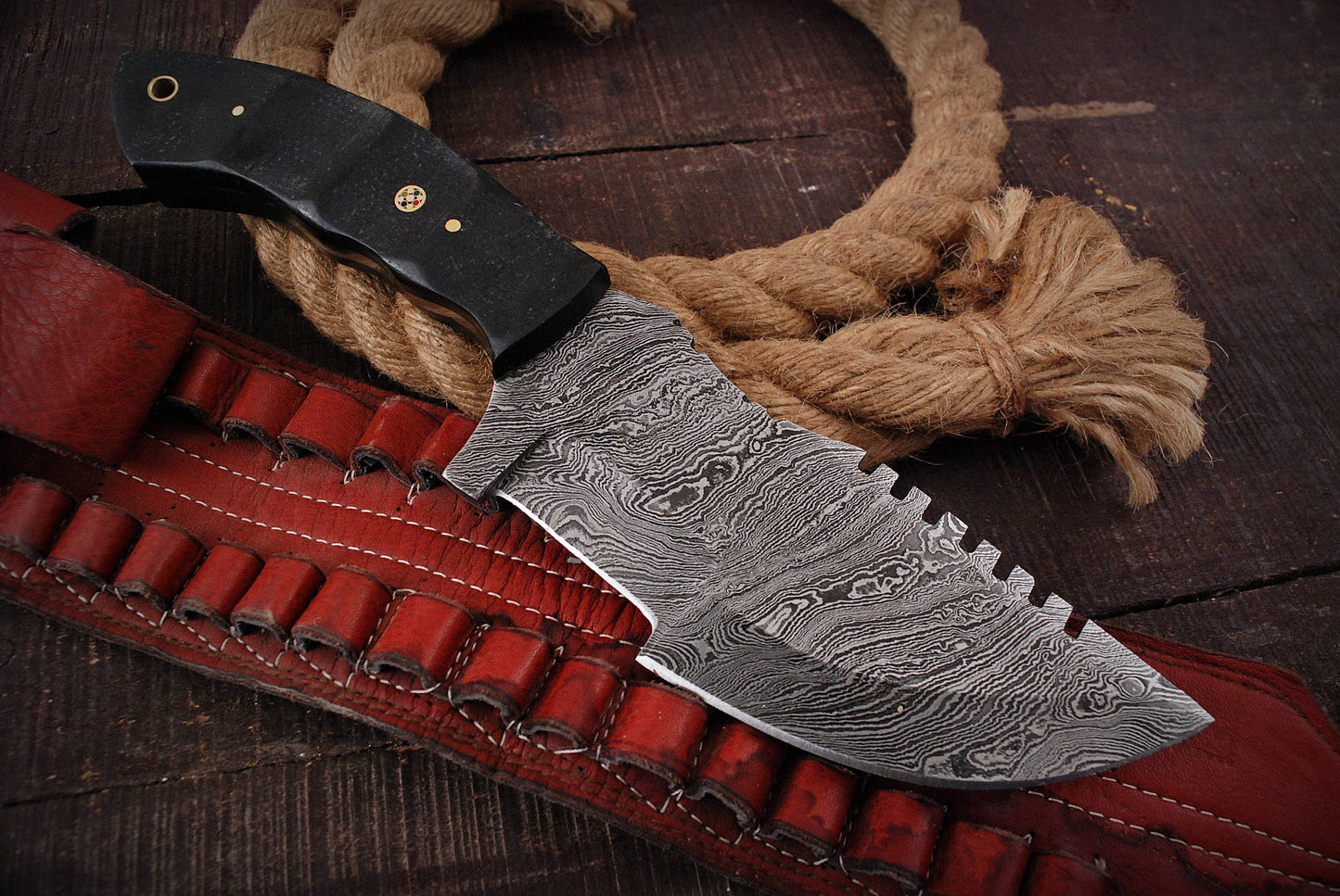 Handcrafted Damascus Tracker Knife - Premium Quality Hunting and Camping Tool x-198