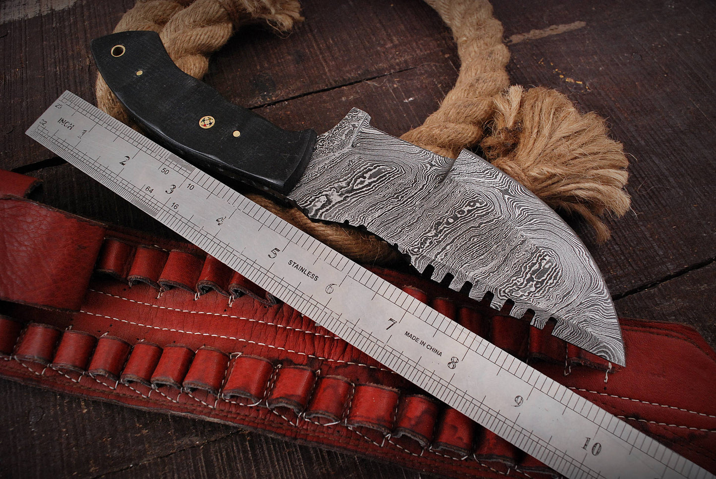 Handcrafted Damascus Tracker Knife - Premium Quality Hunting and Camping Tool x-198