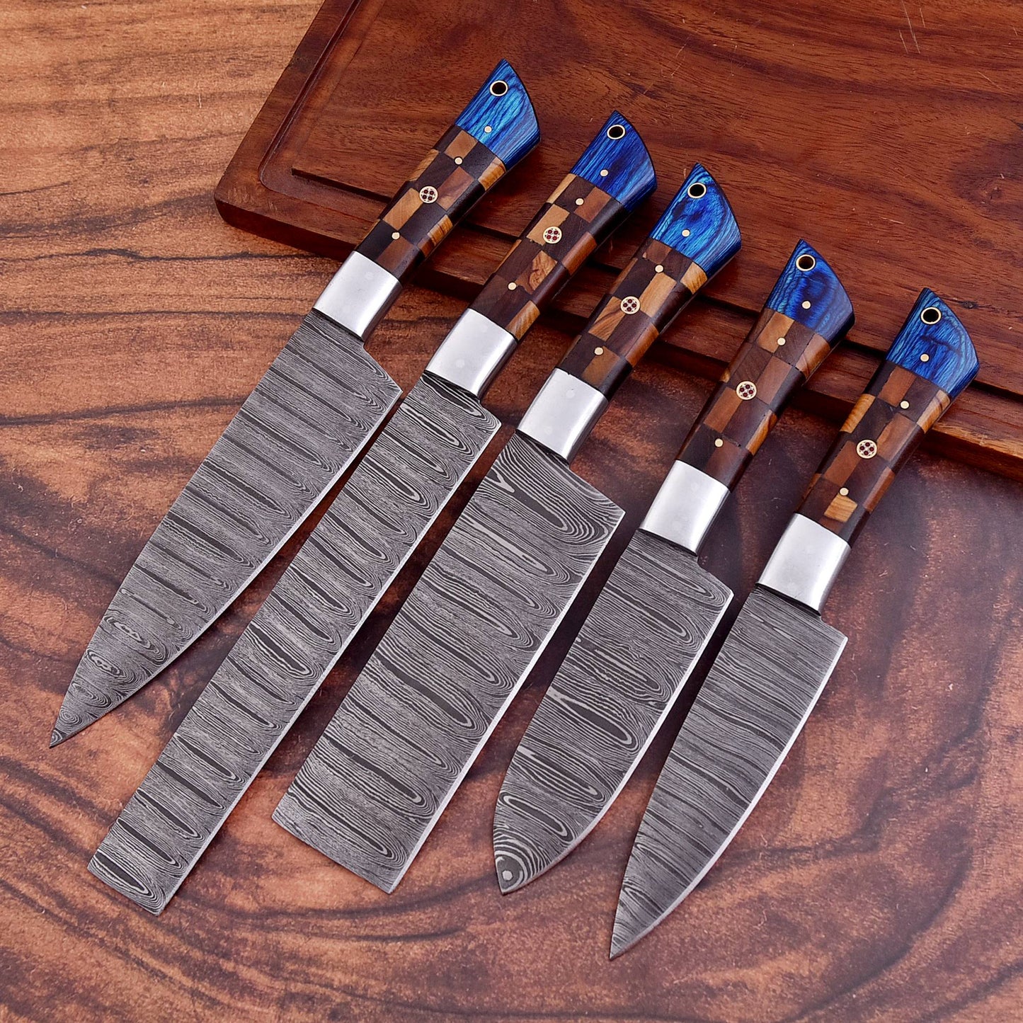 Hand Forged Damascus Steel Chef Knife Kitchen Knife Set Wood Handle