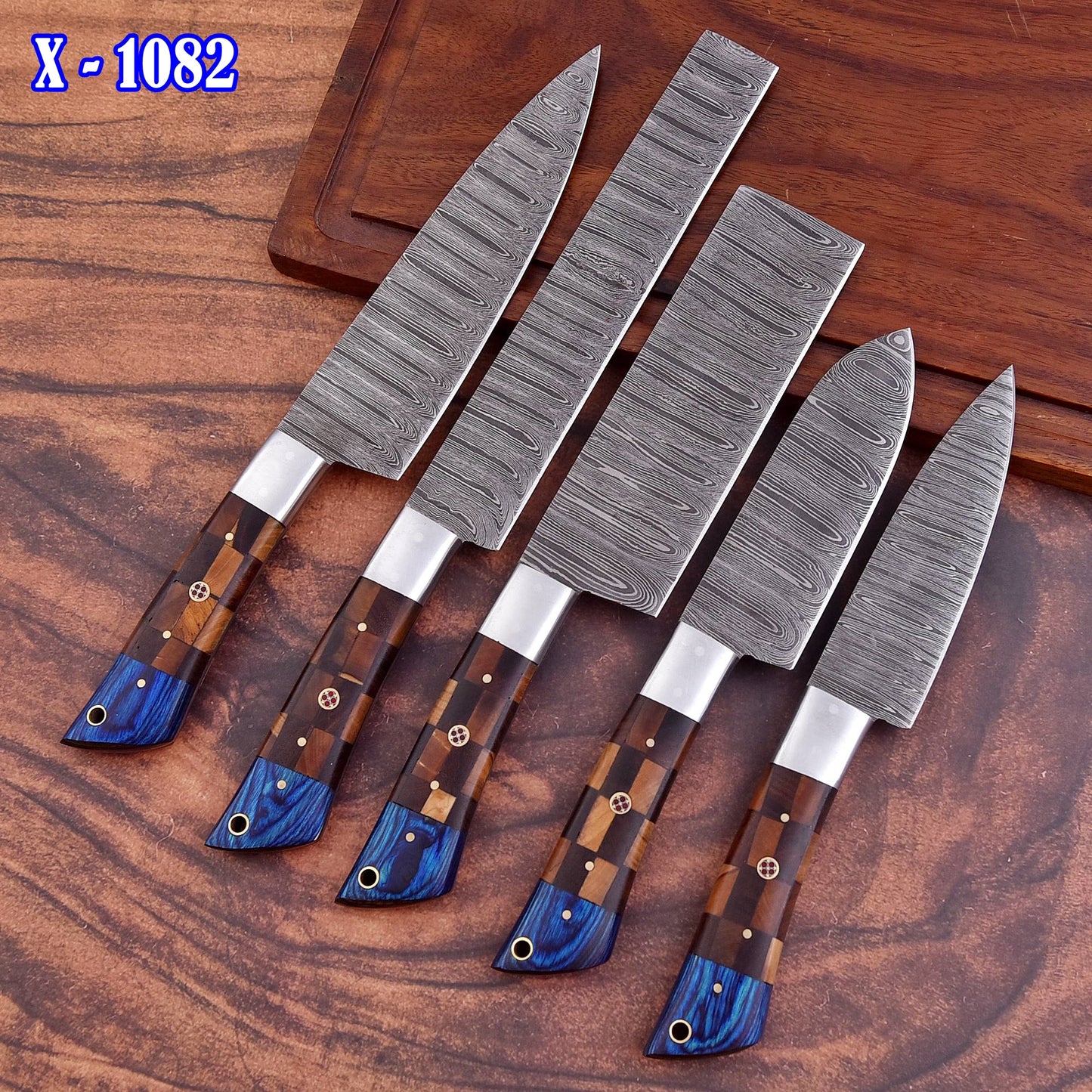 Hand Forged Damascus Steel Chef Knife Kitchen Knife Set Wood Handle