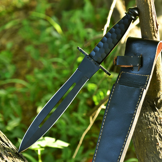 Elite Handmade Tactical Dagger Double Edge Blade Knife Steel Handle EDC