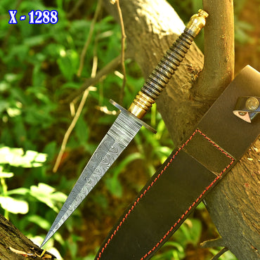 Custom Handmade Damascus Steel Dagger Knife Full Tang Damascus Handle
