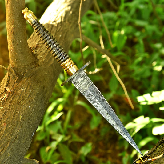 Custom Handmade Damascus Steel Dagger Knife Full Tang Damascus Handle