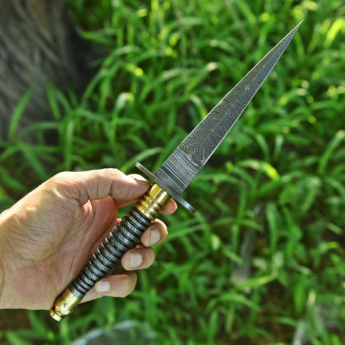 Custom Handmade Damascus Steel Dagger Knife Full Tang Damascus Handle