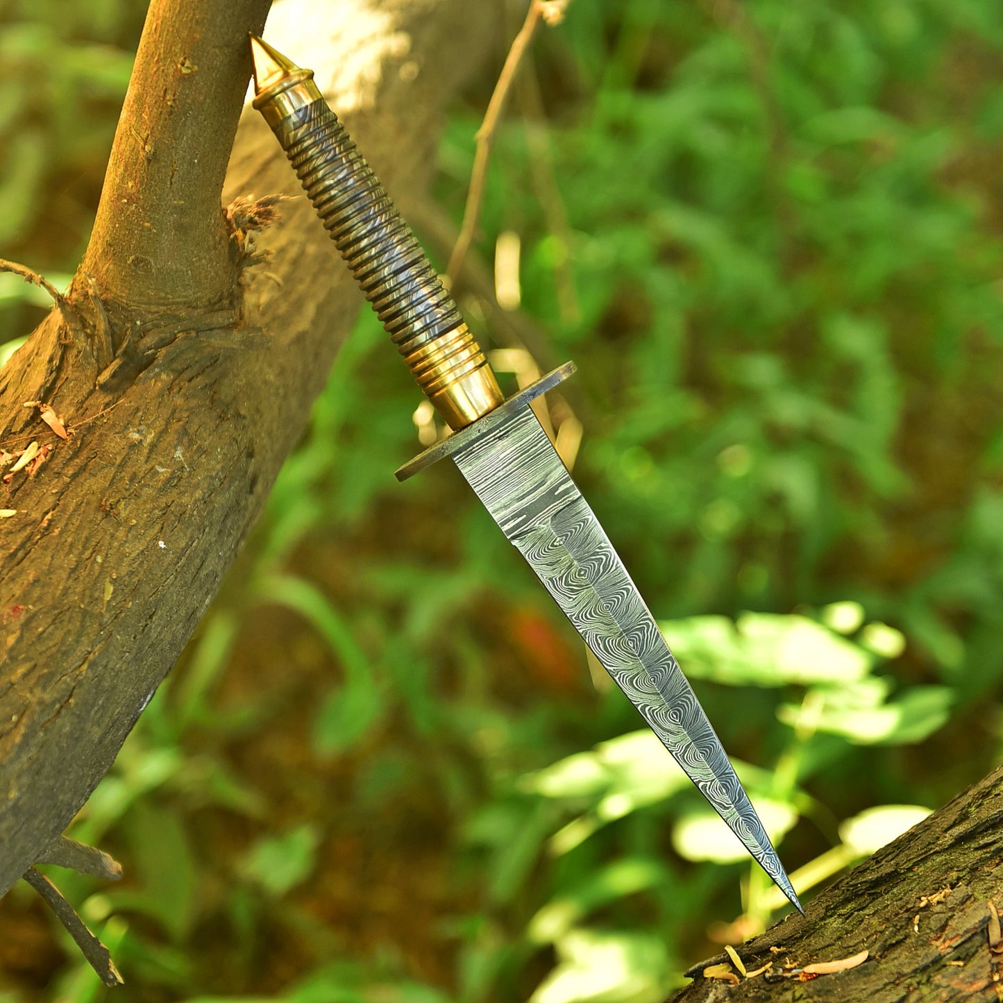 Professional Handmade Damascus Steel Double Edge Dagger Knife EDC