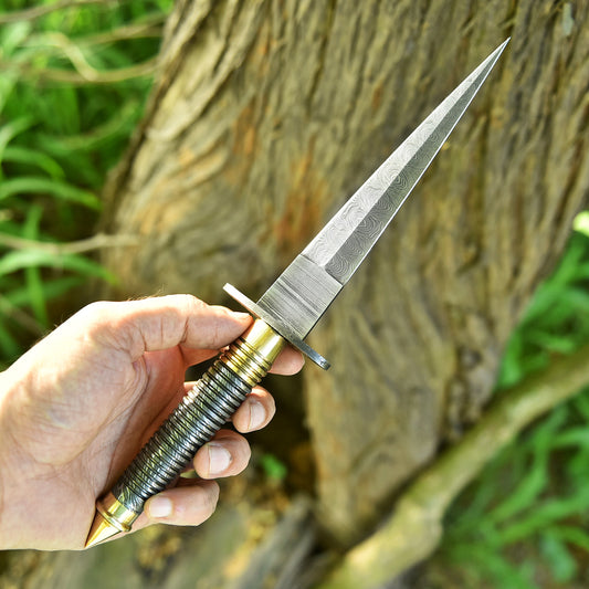 Professional Handmade Damascus Steel Double Edge Dagger Knife EDC