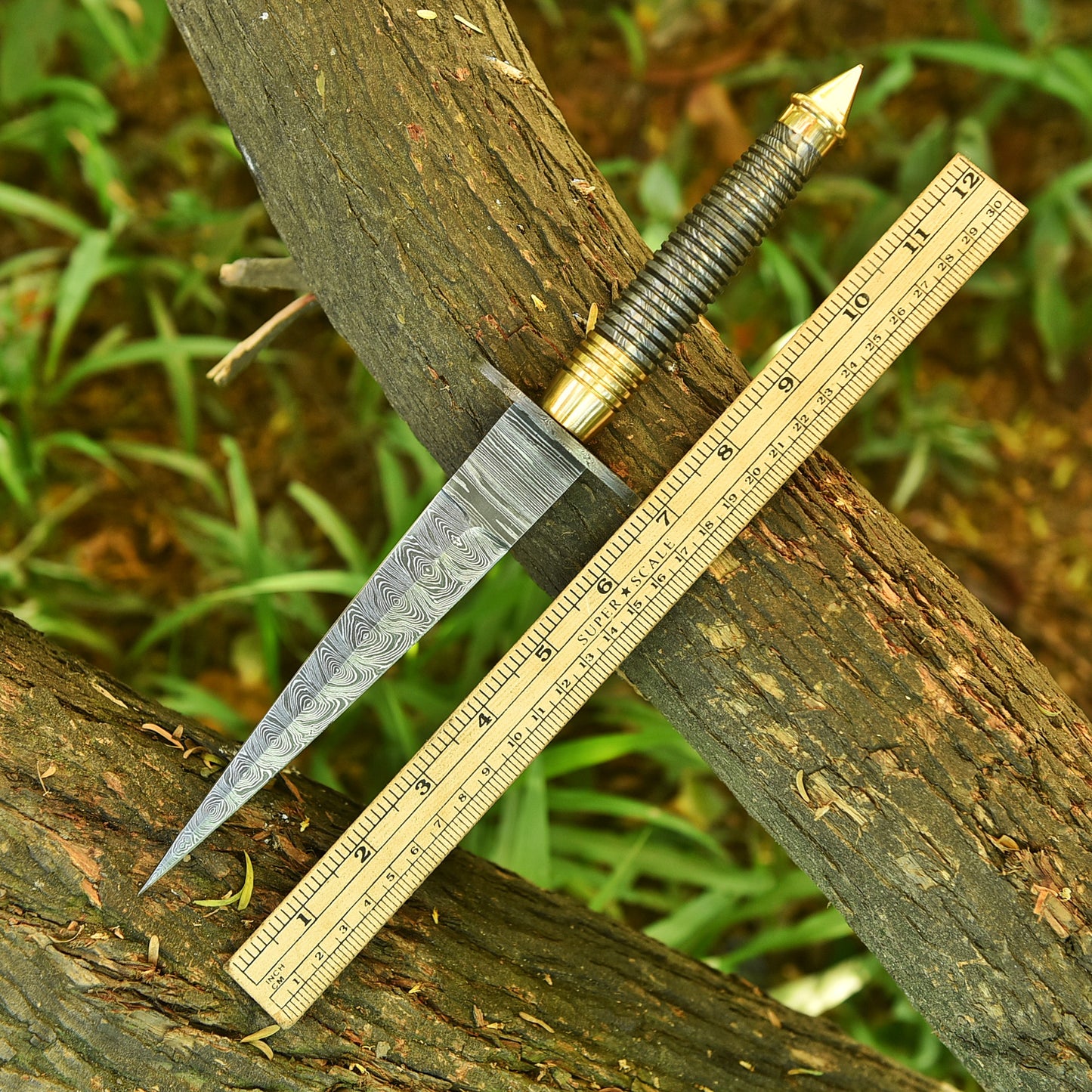 Professional Handmade Damascus Steel Double Edge Dagger Knife EDC