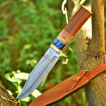 12" Handmade Forged Damascus Steel Hunting Survival Knife EDC