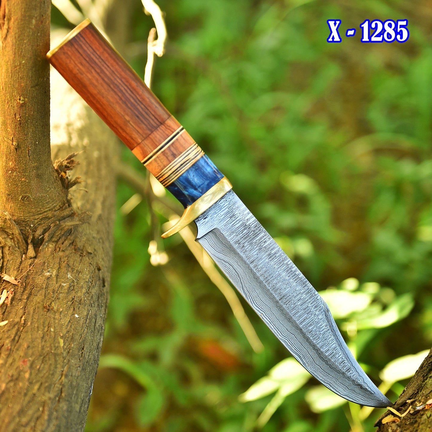 12" Handmade Forged Damascus Steel Hunting Survival Knife EDC