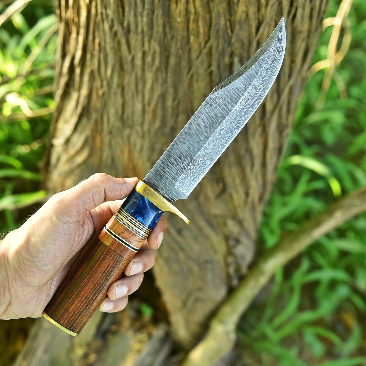 12" Handmade Forged Damascus Steel Hunting Survival Knife EDC