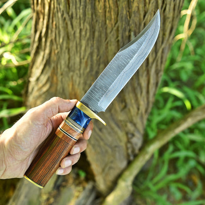 12" Handmade Forged Damascus Steel Hunting Survival Knife EDC