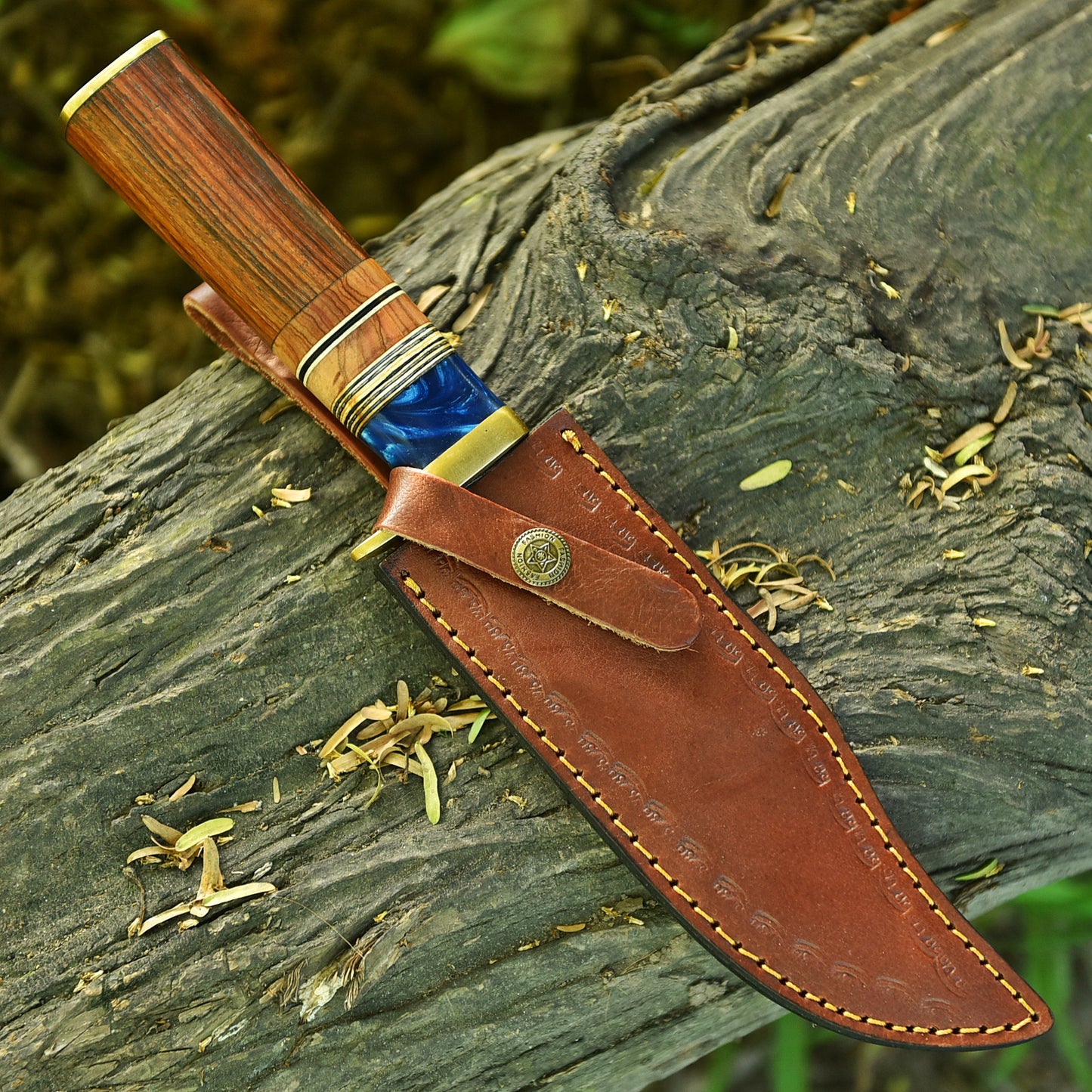 12" Handmade Forged Damascus Steel Hunting Survival Knife EDC