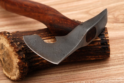 Hand Forged Damascus Steel Outdoor Camping Bushcraft Axe Wood Handle