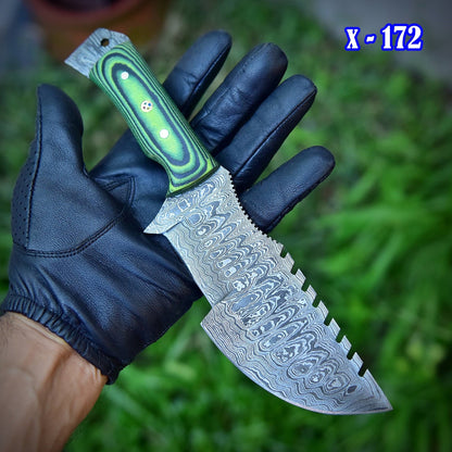 Custom Handmade Damascus Vintage Knife Full Tang Micarta Handle x-172