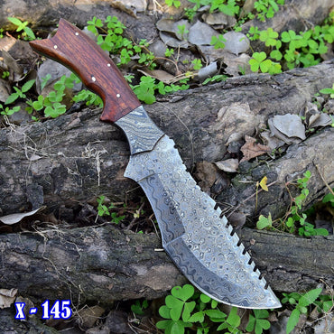 12" Custom Handmade Forged Damascus Steel Hunting Tracker Fix Blade Knife Full Tang