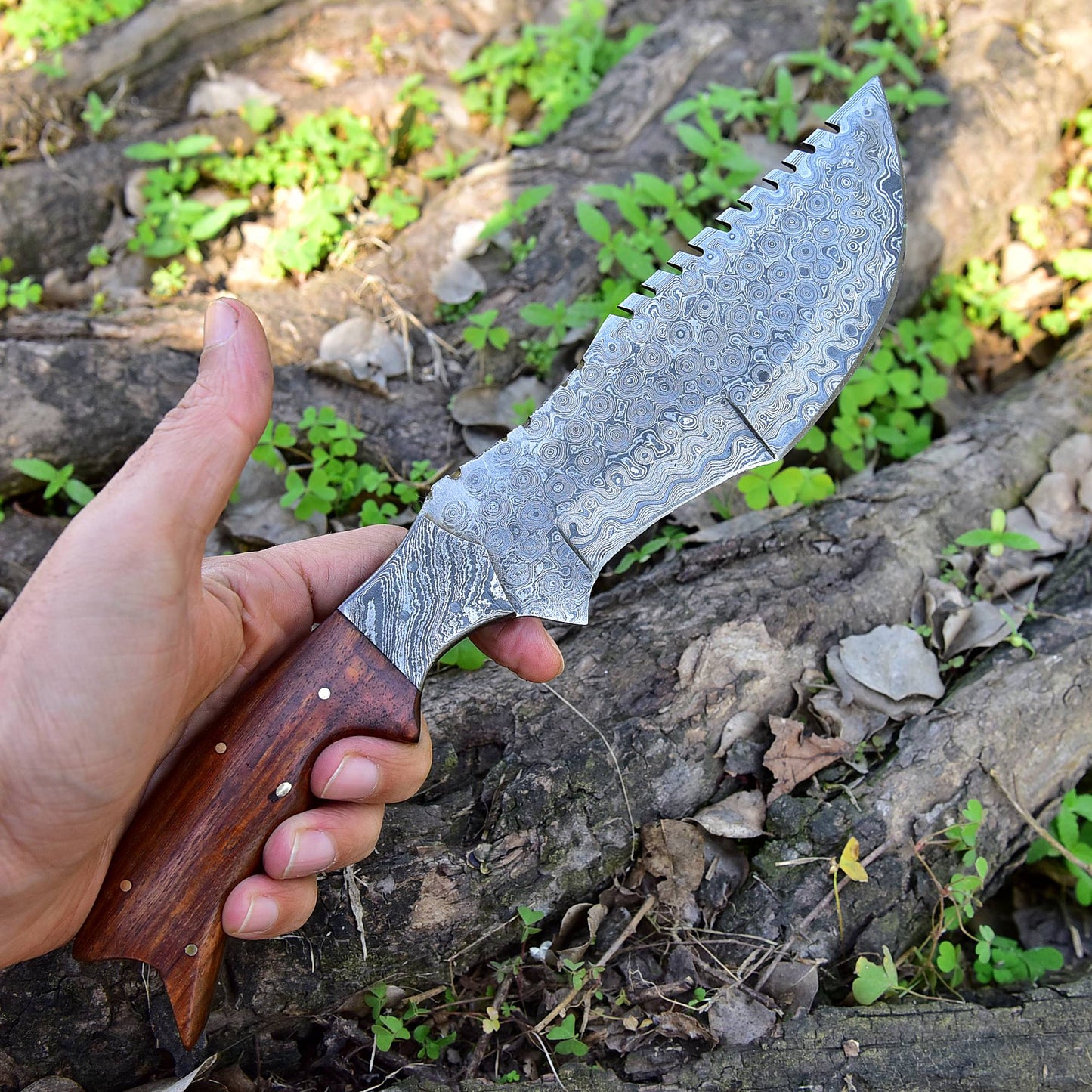 12" Custom Handmade Forged Damascus Steel Hunting Tracker Fix Blade Knife Full Tang