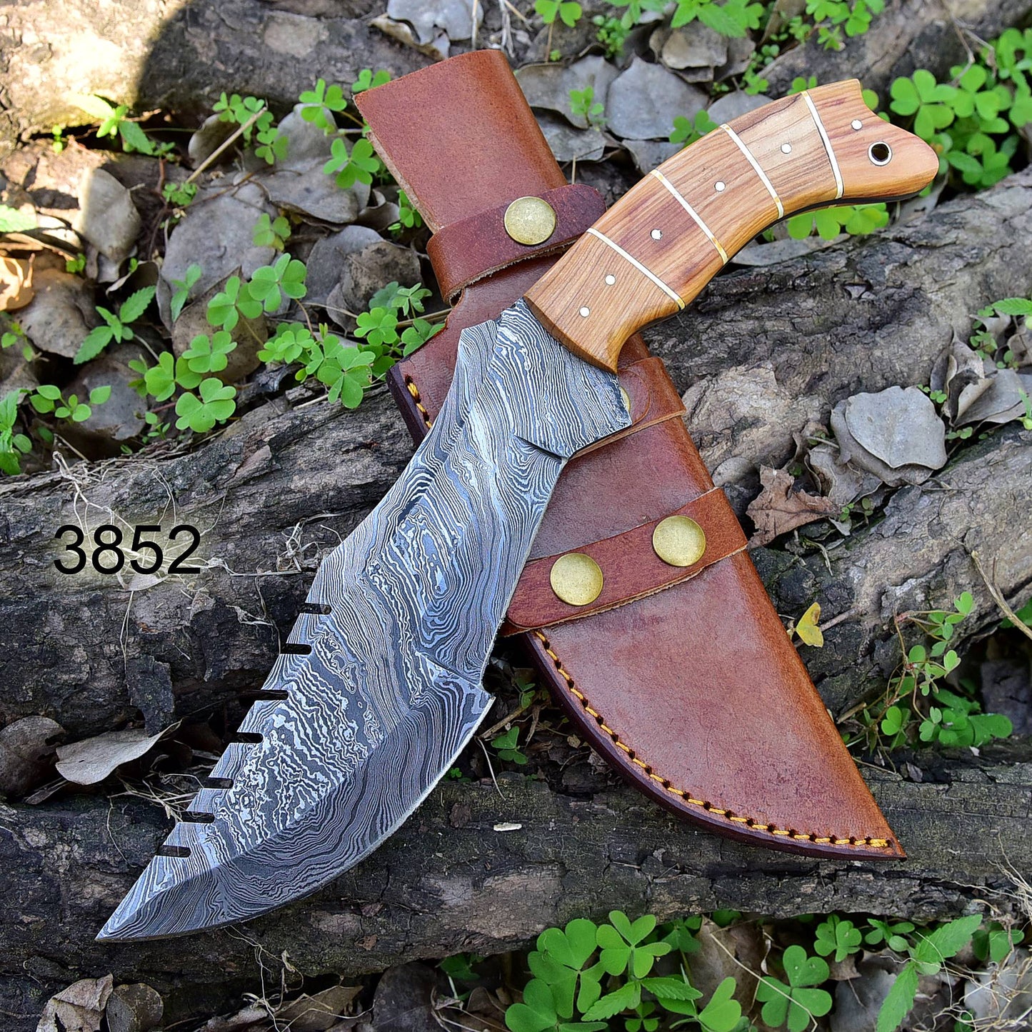 Damascus Bowie knife Outdoor hunting Survival fixed kukri blade Tom tracker knife with sheath