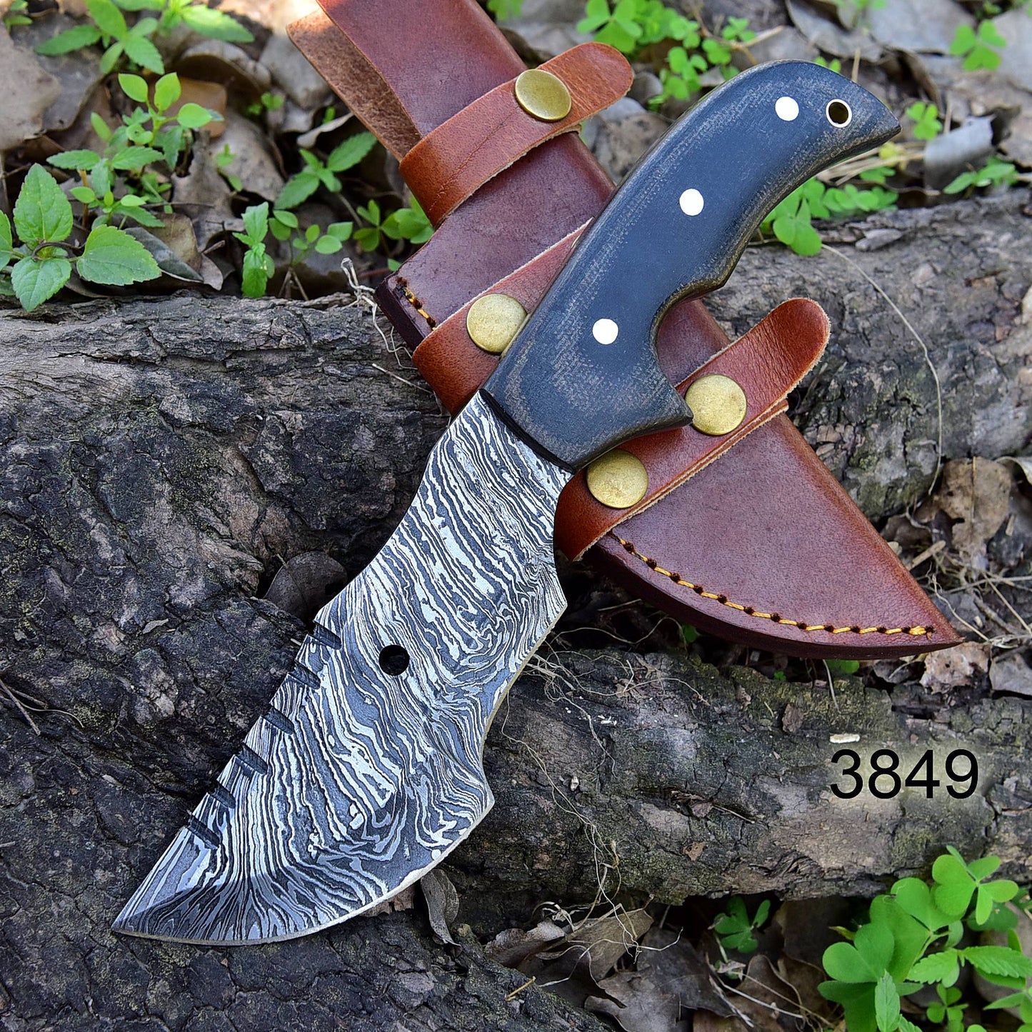 Handmade Damascus Hunting Knife - G10 Micarta Handle x-110