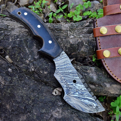 Handmade Damascus Hunting Knife - G10 Micarta Handle x-110