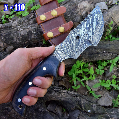 Handmade Damascus Hunting Knife - G10 Micarta Handle x-110