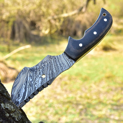 Handmade Damascus Hunting Knife - G10 Micarta Handle x-110