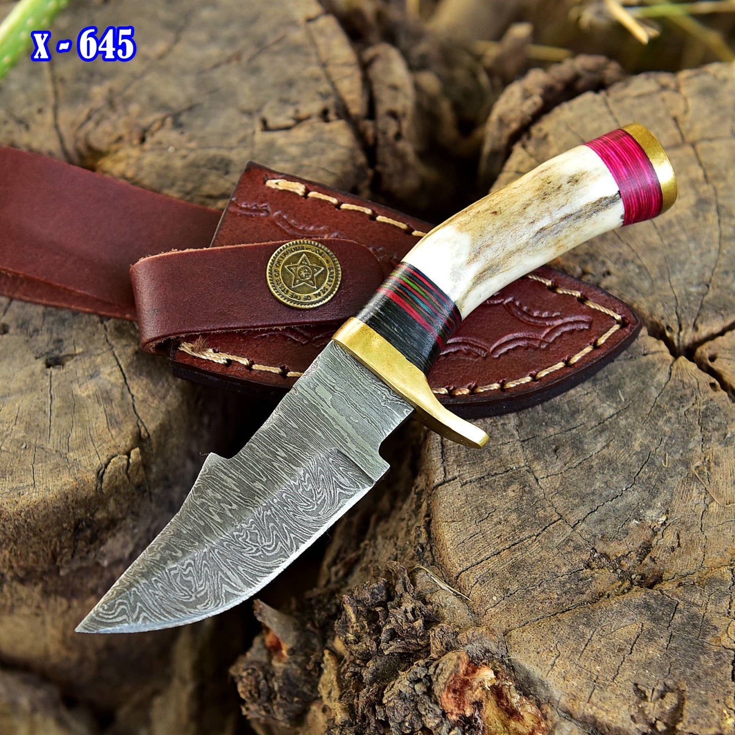 Handmade Damascus Steel Skinner Outdoor Camping Adventure Knife