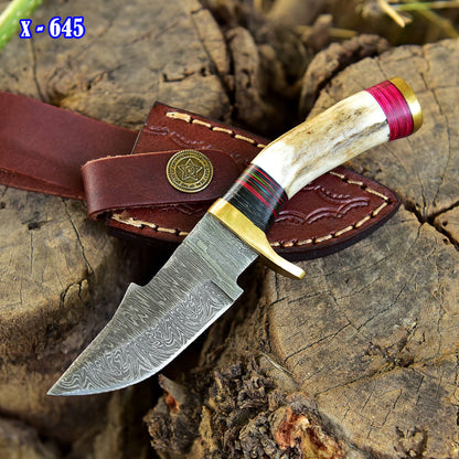 Handmade Damascus Steel Skinner Outdoor Camping Adventure Knife