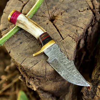 Handmade Damascus Steel Skinner Outdoor Camping Adventure Knife