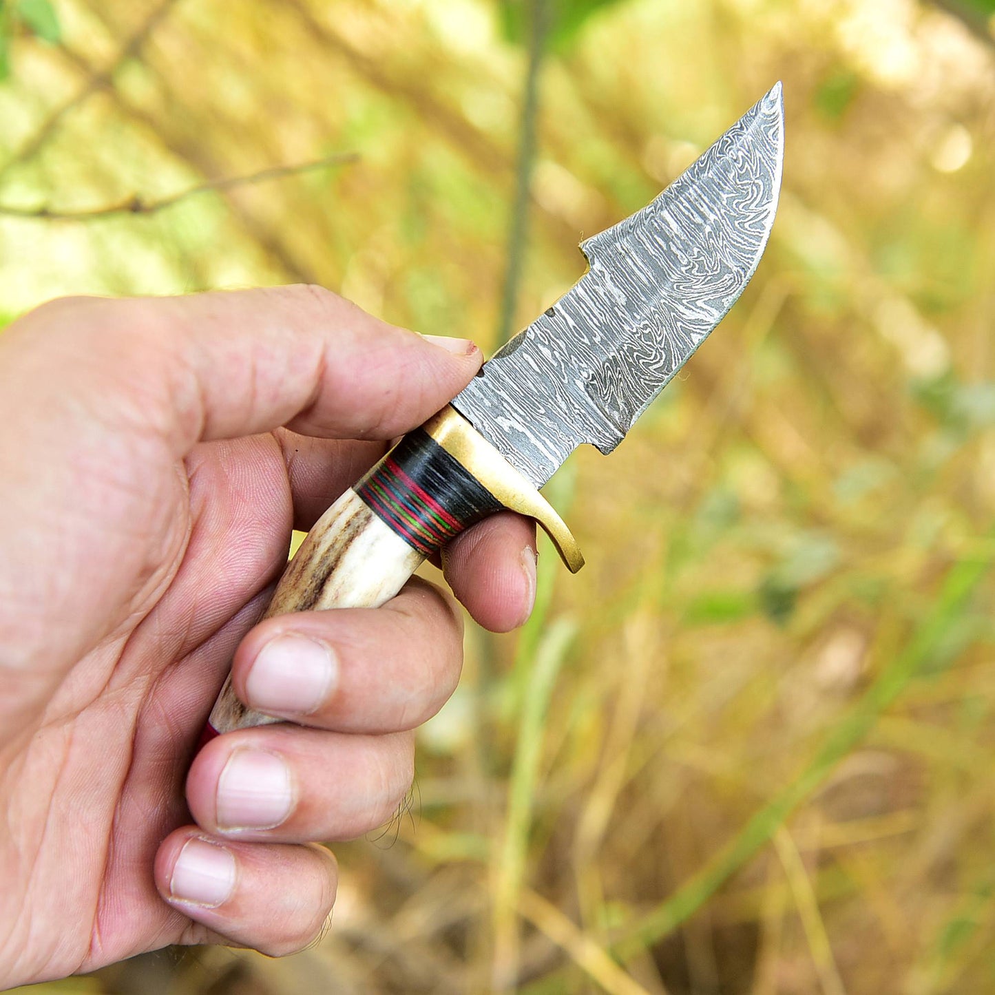 Handmade Damascus Steel Skinner Outdoor Camping Adventure Knife
