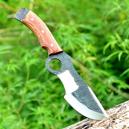 Handmade Forged Full Tang Tom Brown Tracker Knife - Wood Handle - With Leather Sheath